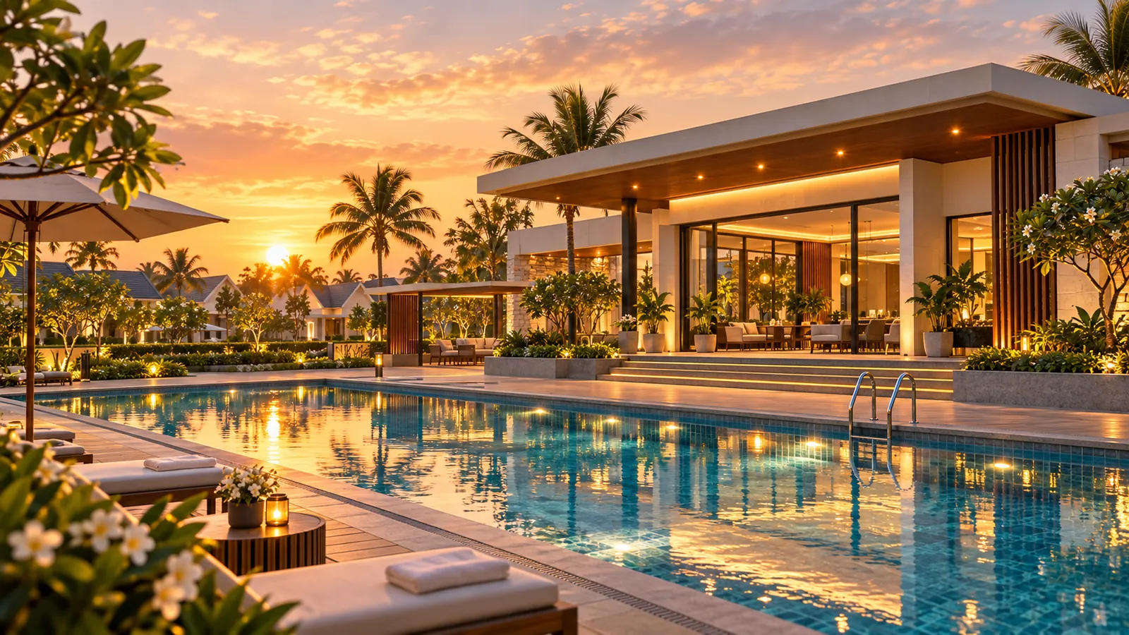Residential clubhouse with swimming pool