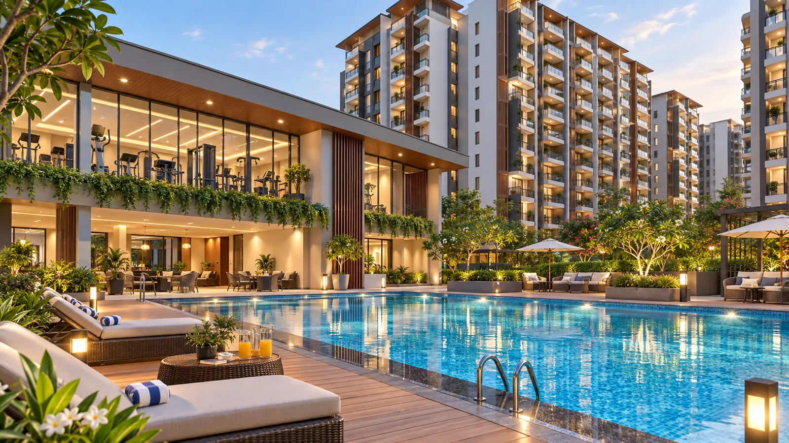 Premium apartment swimming pool and clubhouse